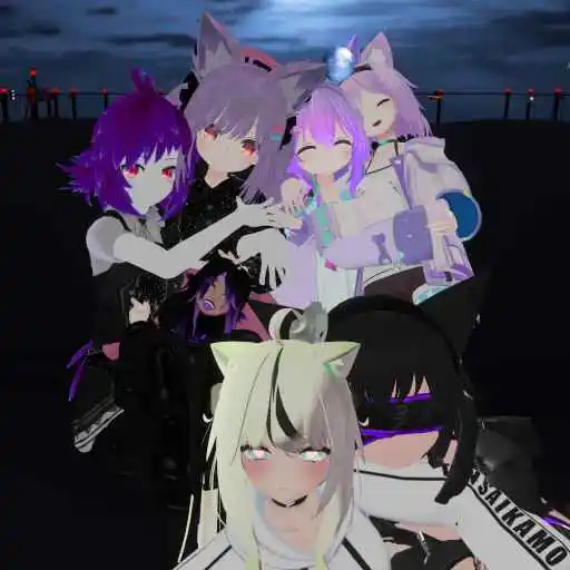 An image of my friendgroup while watching Anime, taken in VRChat