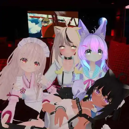 An image of me and some friends on a couch, taken in VRChat